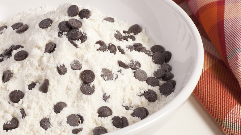 Chocolate chip cookie mix with flour and chips