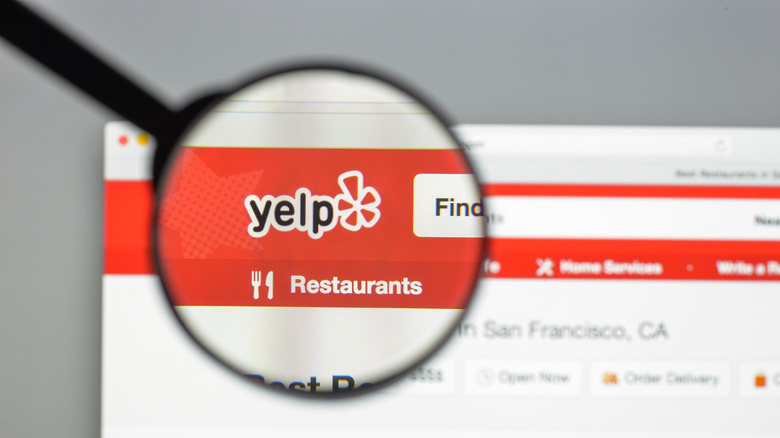 Yelp restaurant page on website