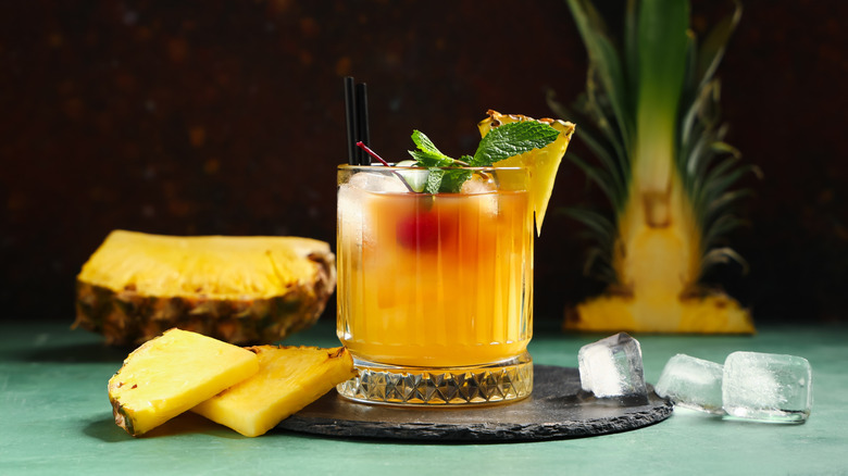 Mai Tai with pineapple wedge garnish