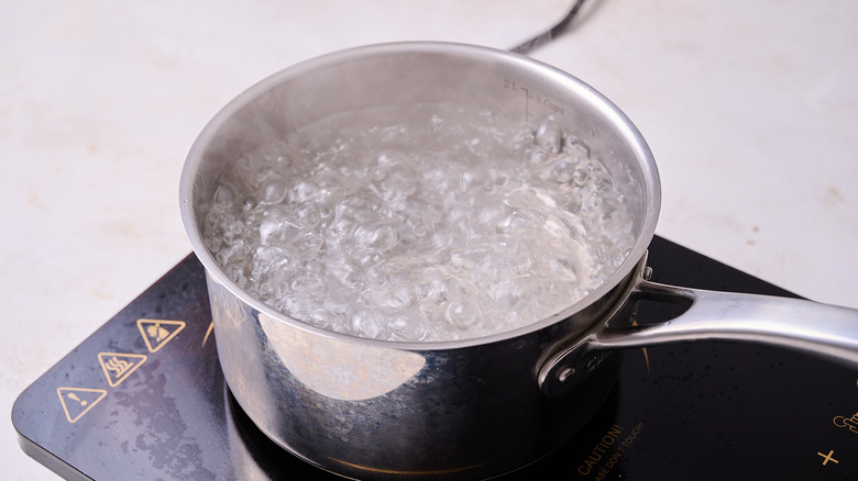 boiling water in a pot
