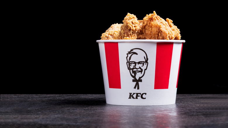 KFC bucket filled with fried chicken