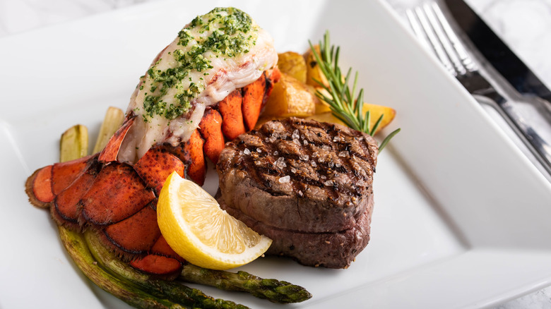 Steak and lobster tail