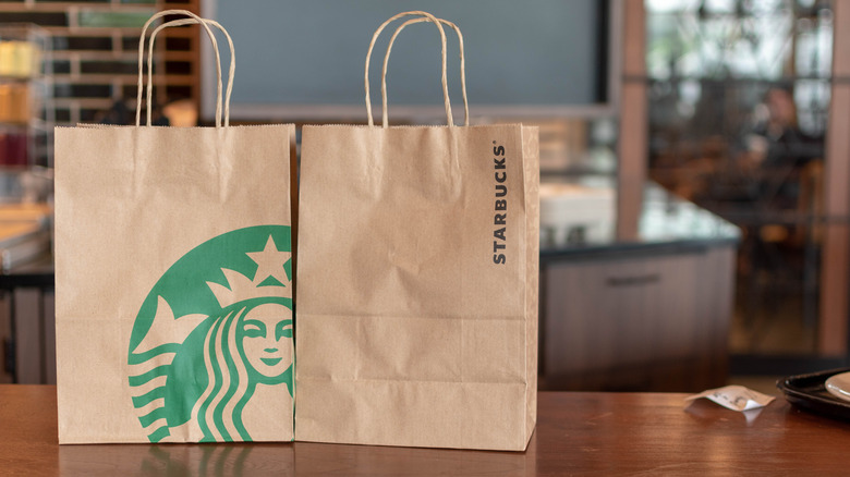 two starbucks to go bags