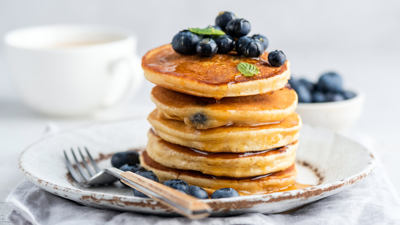 pancakes topped with blueberries