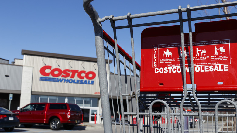 A Costco cart outside of a Costco store