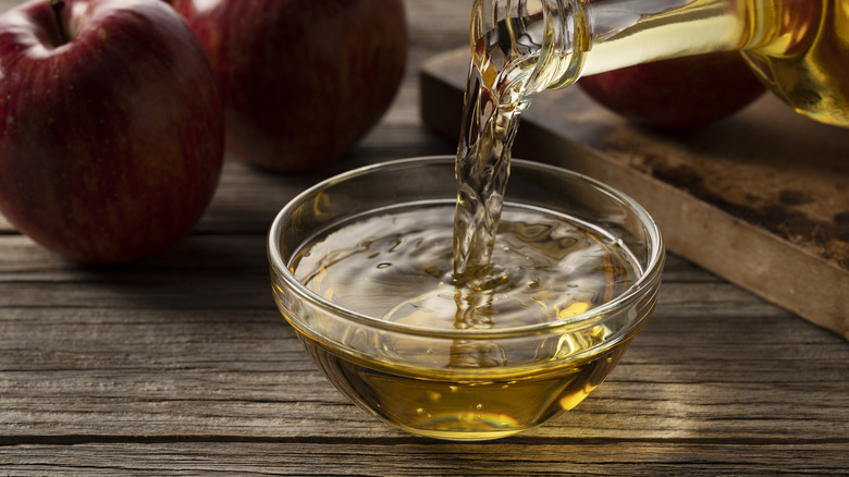 Close-up of apple cider vinegar