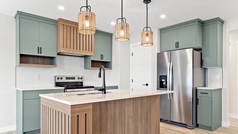 vintage-looking kitchen with island