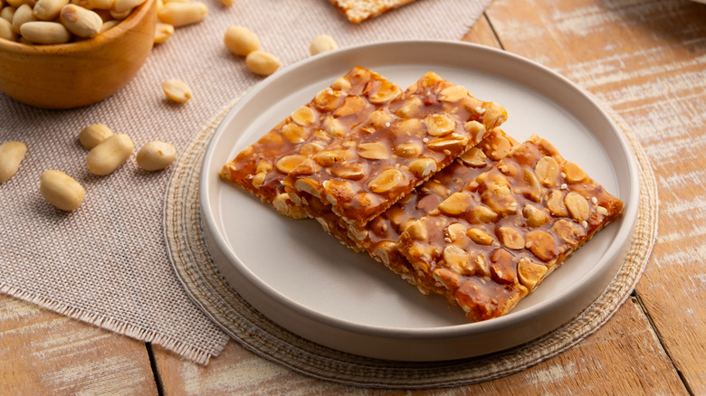 nut brittle served on plate