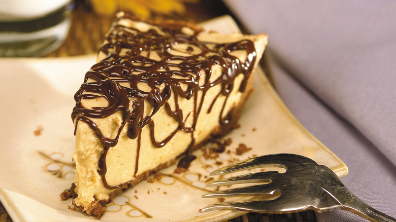 Slice of peanut butter pie on a plate