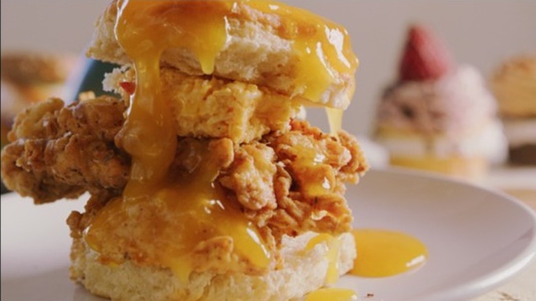 chicken and biscuit smothered in honey