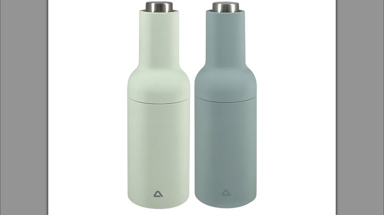 Ambiano Electric Gravity Salt & Pepper Mill Set in green color scheme
