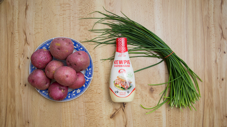 potato salad ingredients on table
