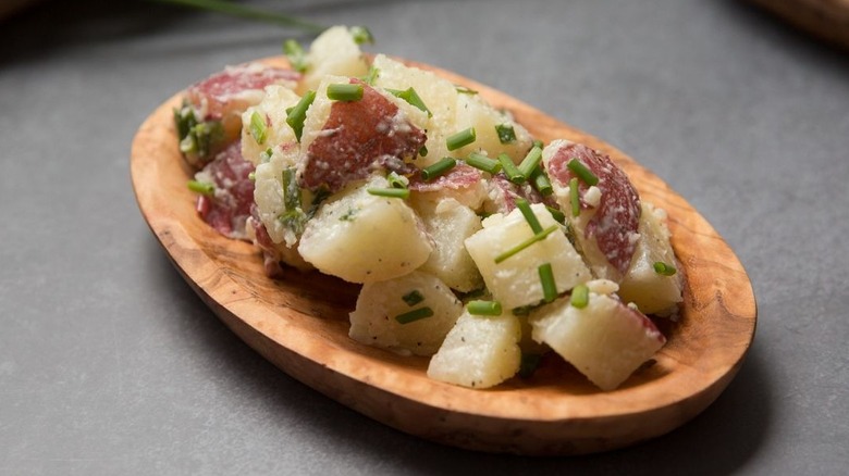 Potato salad on serving platter