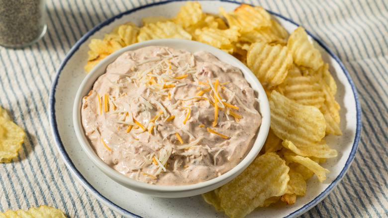 creamy taco dip with chips