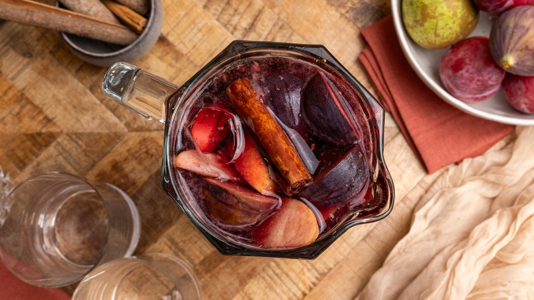 Red sangria in pitcher