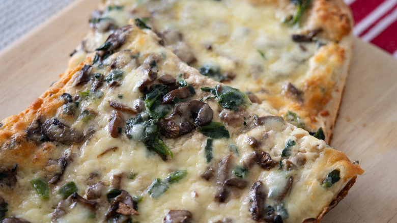 Mushroom, cheese, and spianch flatbread