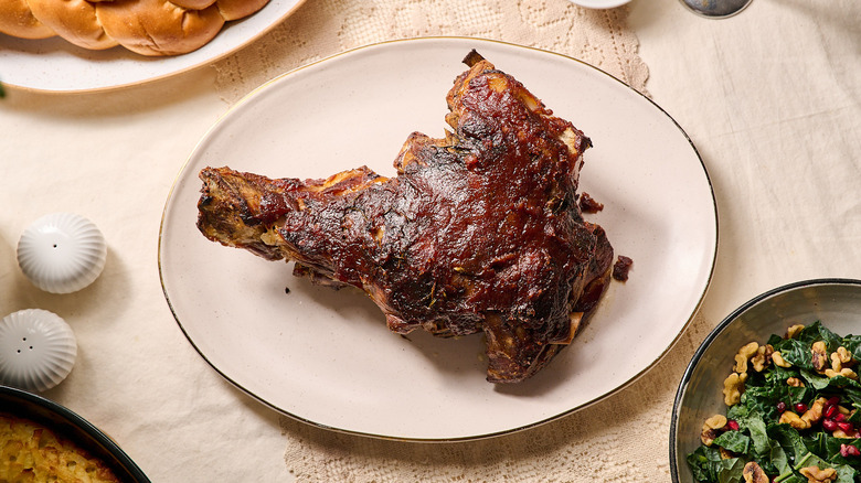 roast lamb on a platter