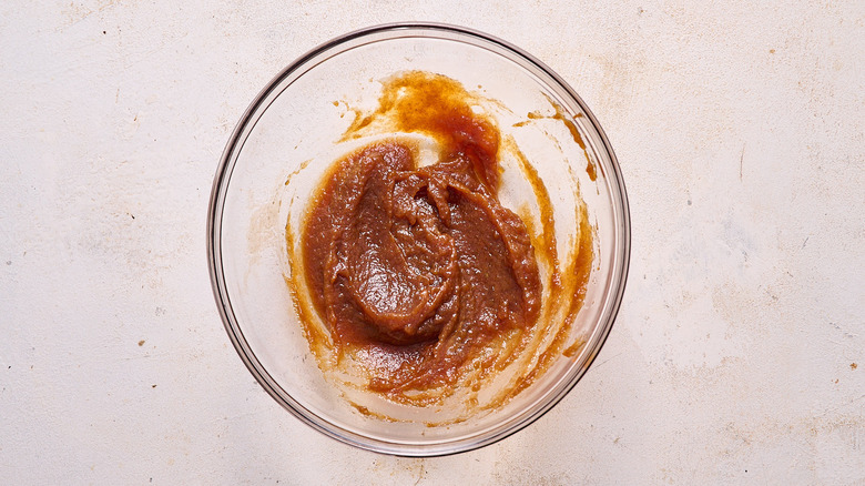 mix half the apple butter with mustard