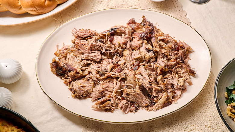 shredded lamb on a platter