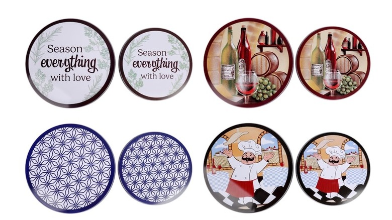 An array of Dollar Tree stove burner covers in different patterns and designs