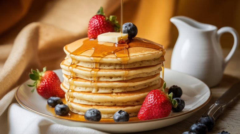 pancakes with syrup and butter