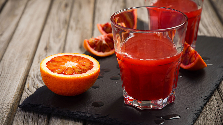 Glass of fresh blood orange juice