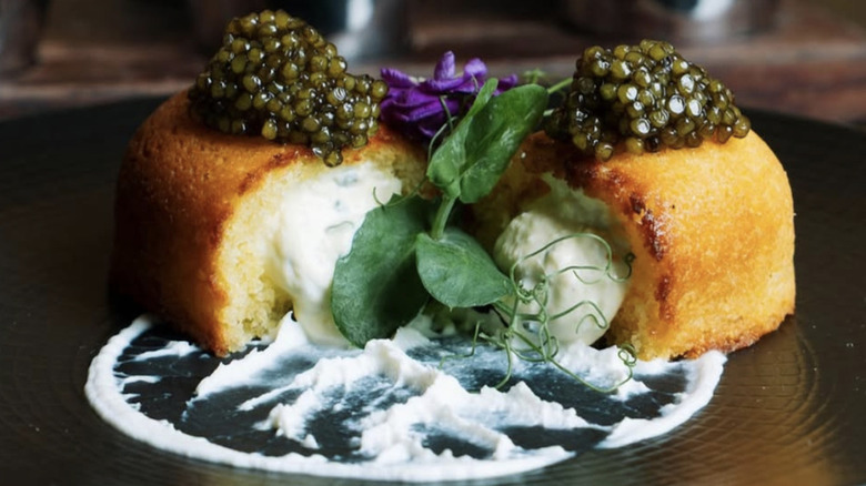 Twinkie caviar appetizer on plate