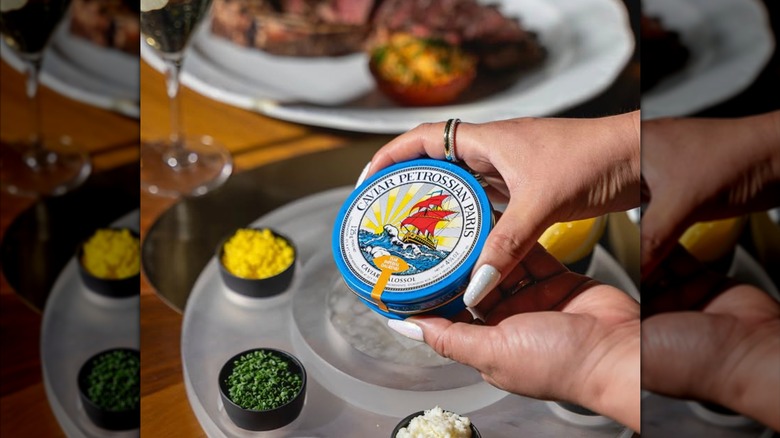 display of caviar at steakhouse