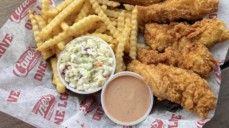 Raising canes meal in a to-go container