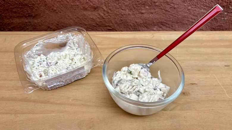 Whole Foods red bliss potato salad on a wood surface