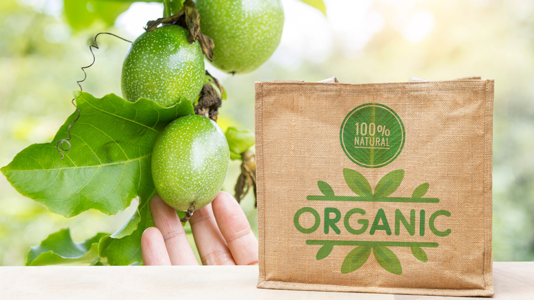 organic label on bag