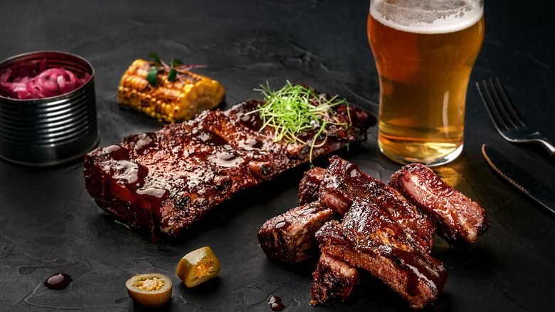 BBQ ribs and beer