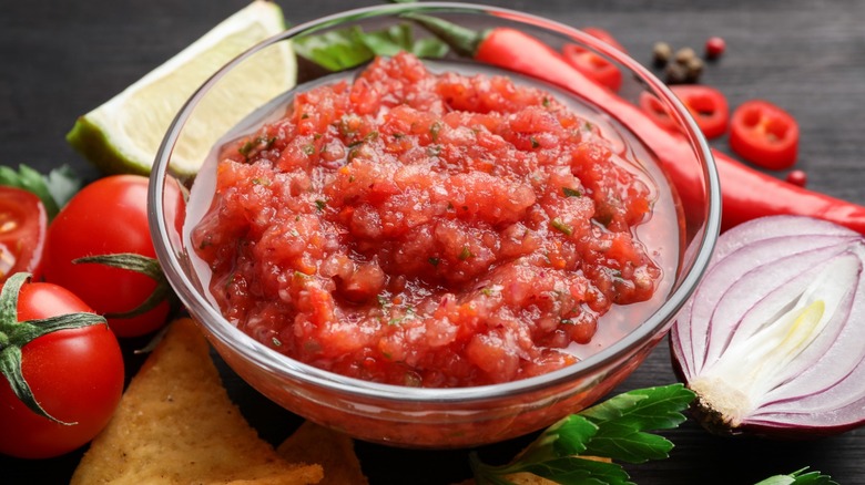 bowl of red salsa