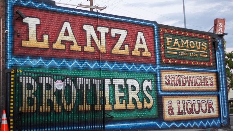 a mural on the exterior of Lanza Brothers