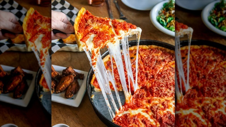 Lou Malnati's pizza with wings