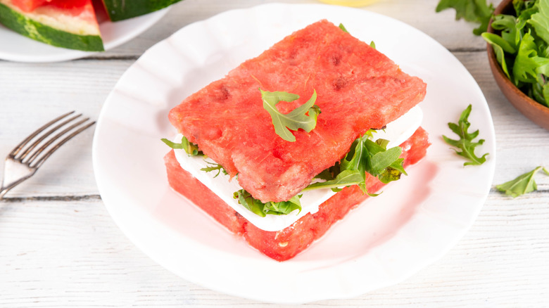 A plate of watermelon sandwich