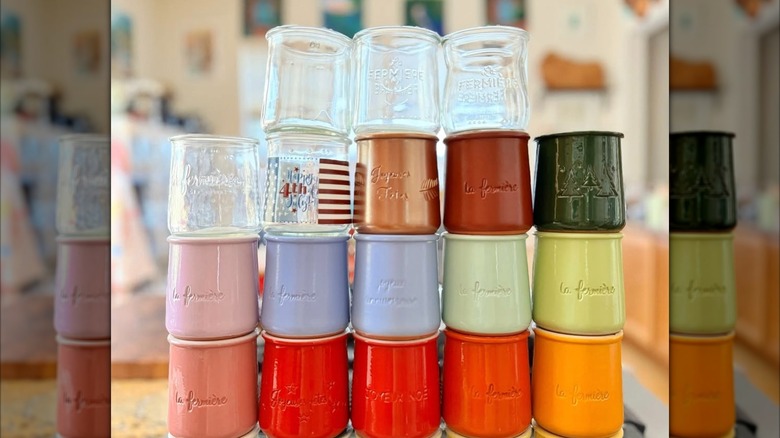 A collection of La Fermiére yogurt cups