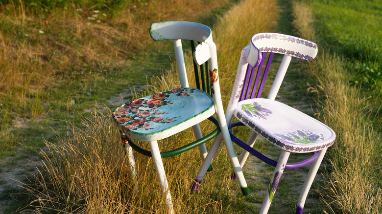 Painted artistic dining chairs