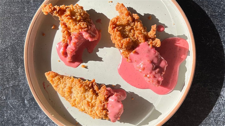 Pink sauce on chicken