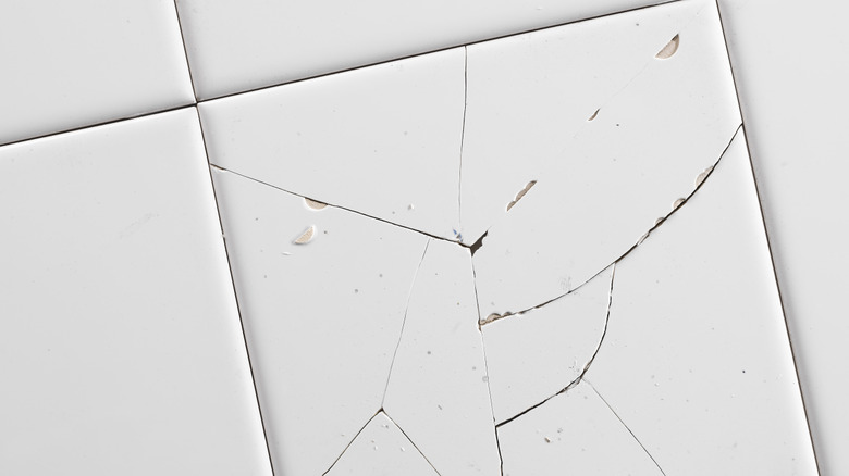 Cracked white tile.