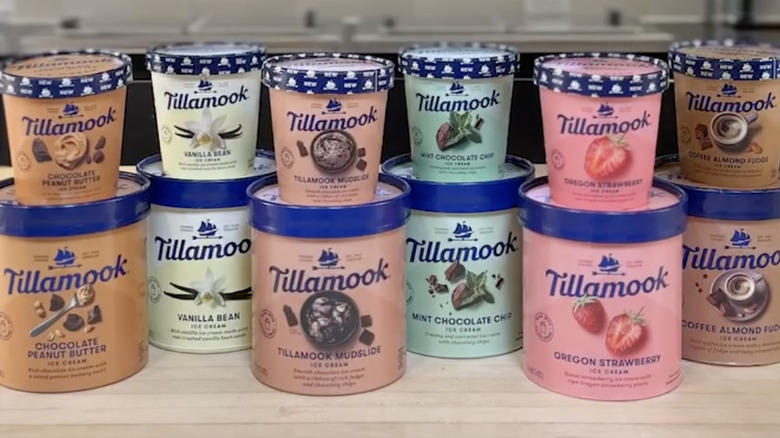 display of Tillamook ice cream pints