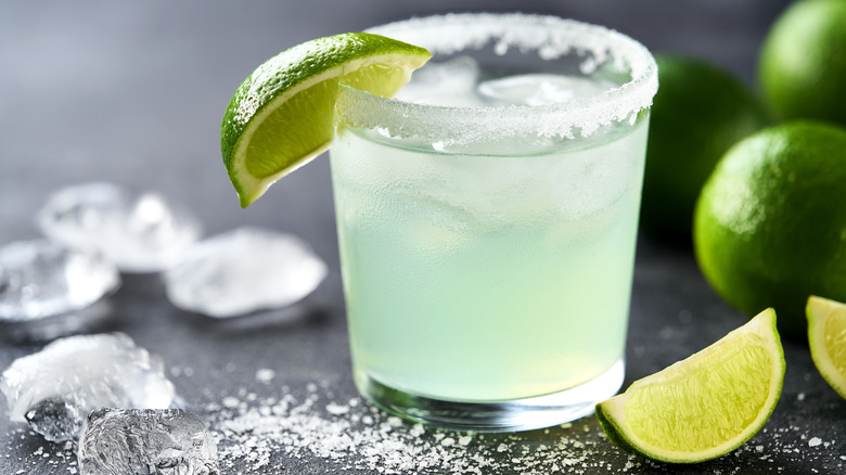 Margarita in a glass with salted rim