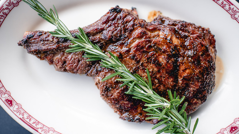 Bone-in steak with rosemary