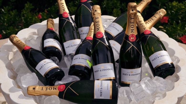 Moët & Chandon Brut Imperial bottles resting in ice.
