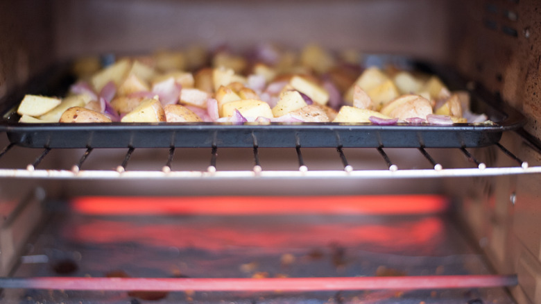 vegetables roasting in a toasted oven