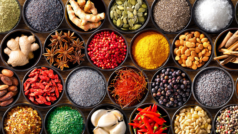 Spices in bowls