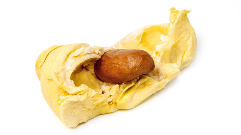 A durian pulp with visible seed