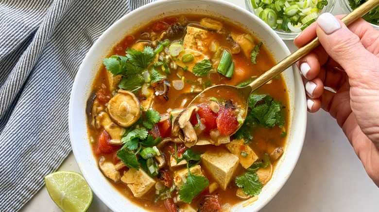 tofu soup in bowl 