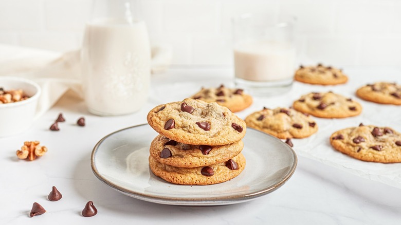 Stack of chocolate chip cookies