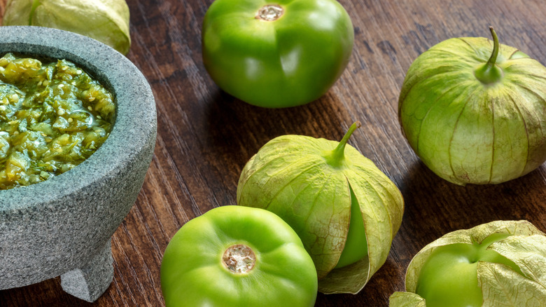 Tomatillos with salsa verde
